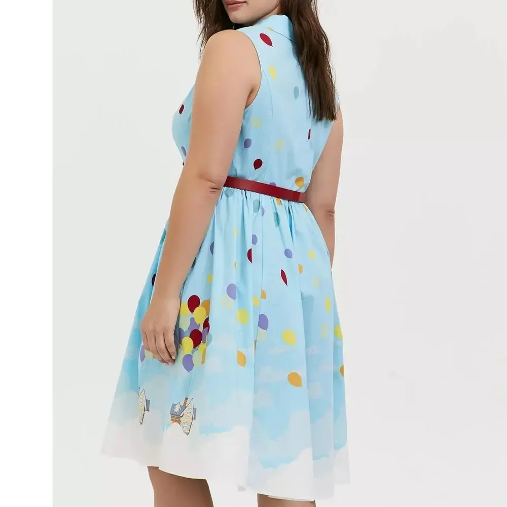 NO Belt Torrid size 28‎ Disney Pixar UP Balloons Retro Swing Dress w/Pockets - Picture 3 of 4